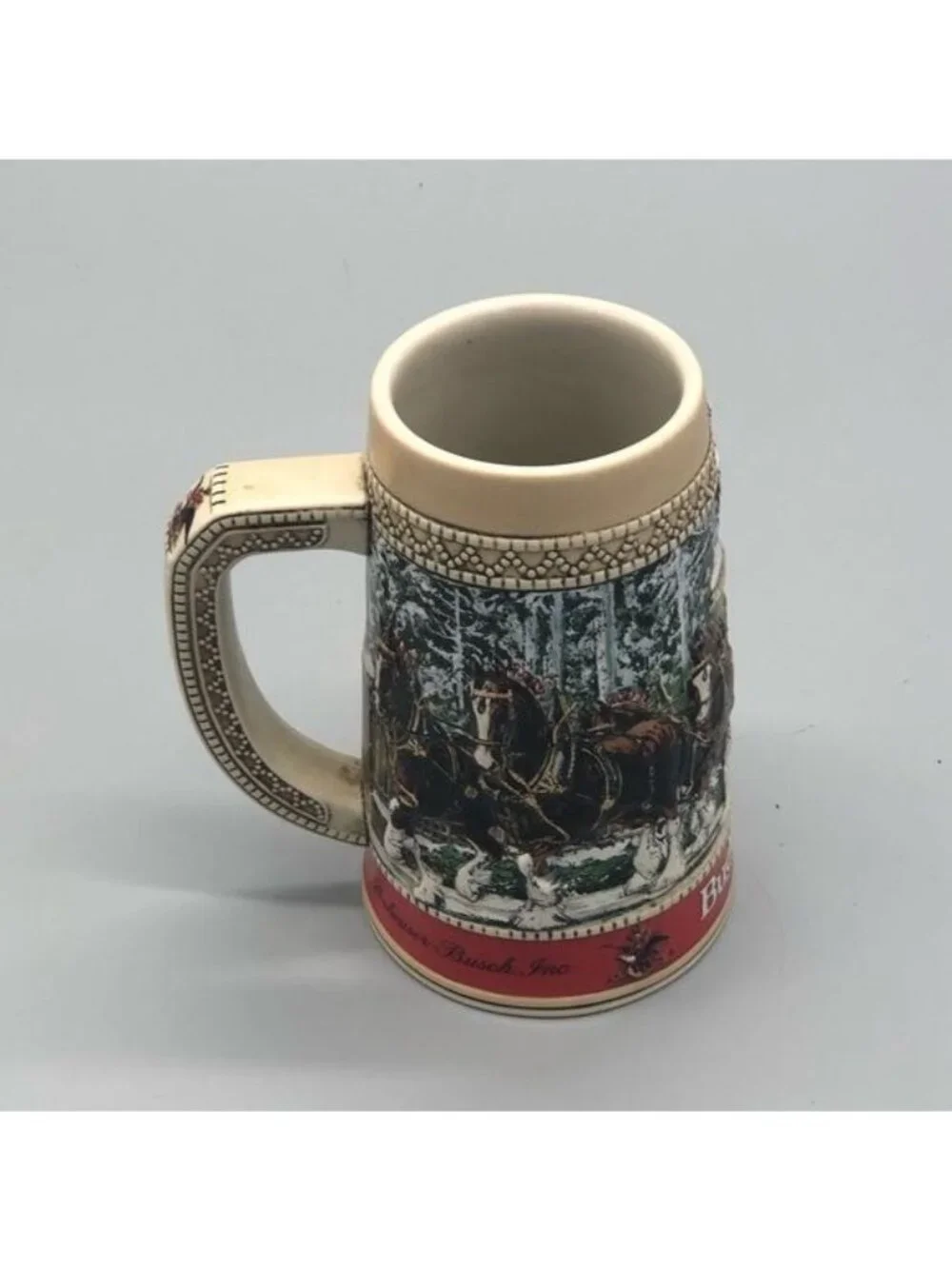 Budweiser clydesdales Christmas collector mug stine 6.5